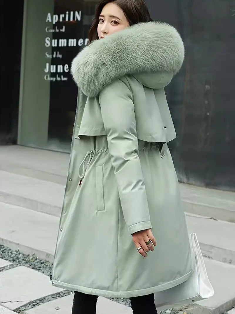 Jinte - Vrouwenmode Parka, Halflang, Effen Kleur