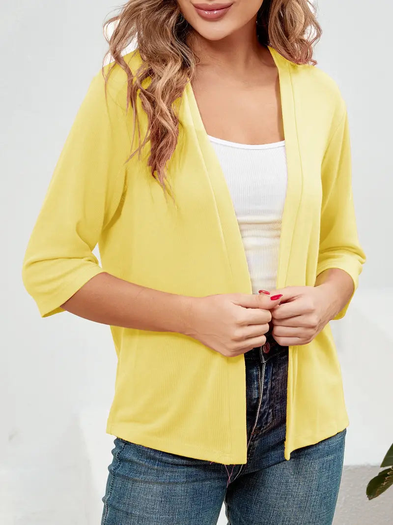Benthe - Elegant Open Front Effen Gebreid Vest