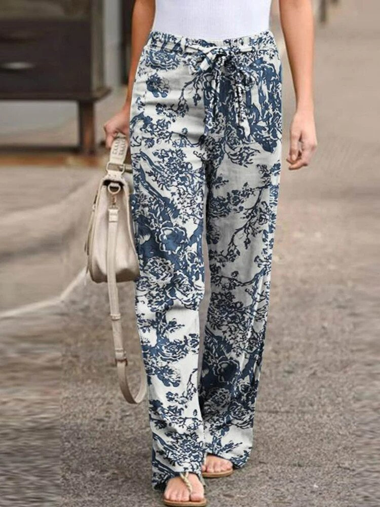 Adele - Stijlvolle Broek met Wijde Pijpen en Print voor Vrouwen