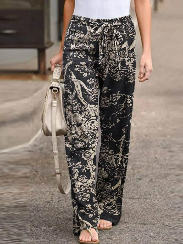 Adele - Stijlvolle Broek met Wijde Pijpen en Print voor Vrouwen