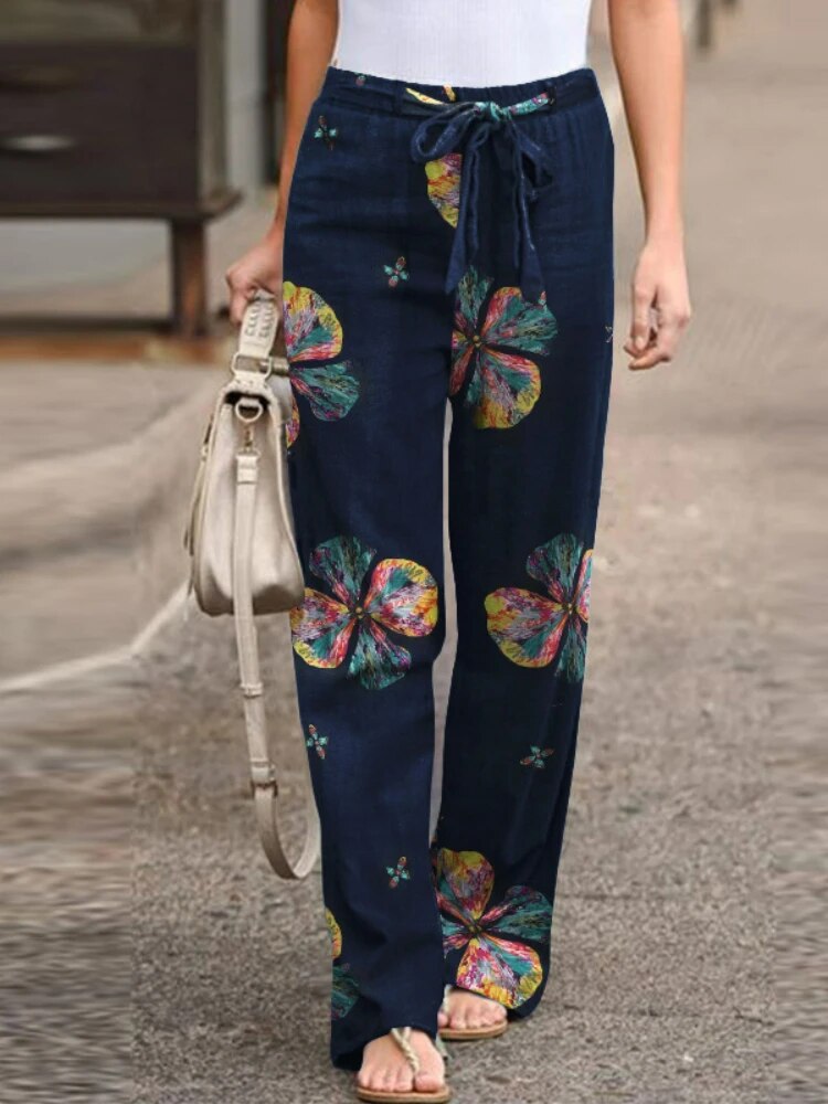 Adele - Stijlvolle Broek met Wijde Pijpen en Print voor Vrouwen