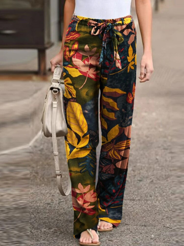 Adele - Stijlvolle Broek met Wijde Pijpen en Print voor Vrouwen