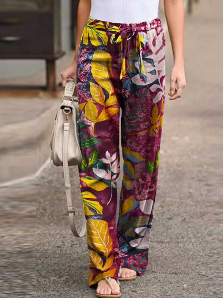 Adele - Stijlvolle Broek met Wijde Pijpen en Print voor Vrouwen