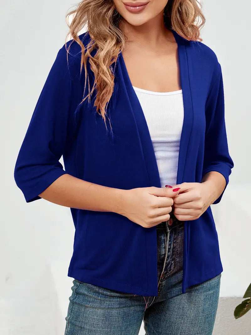 Benthe - Elegant Open Front Effen Gebreid Vest