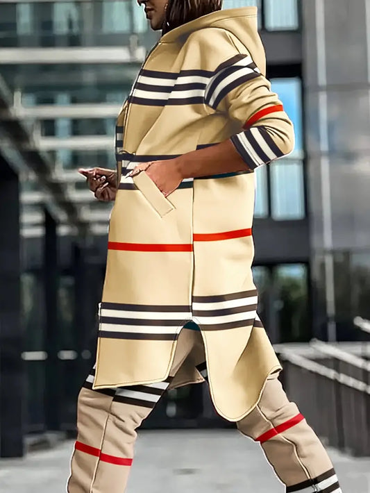 Yara - Streeppatroon Longline-Jas