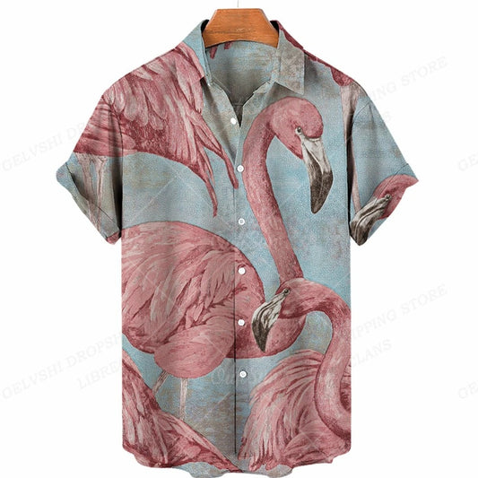 Thor | Hawaiiaans overhemd met 3D-flamingo voor heren
